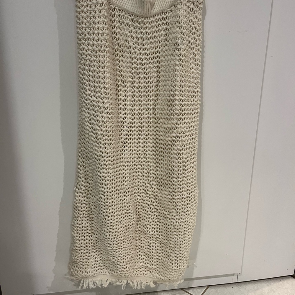 NWOT Old Navy Ivory Knit Skirt with Fringe - Picture 1 of 5